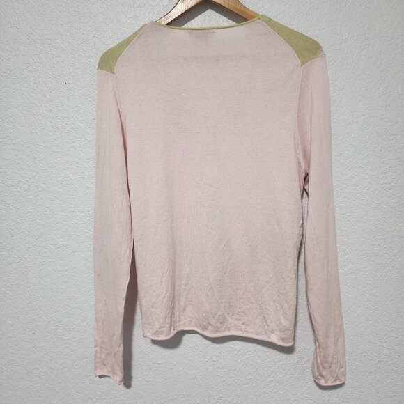 Talbots Sweater Cardigan Cashmere Blend Size Medium Chevron Print Preppy - Picture 2 of 5